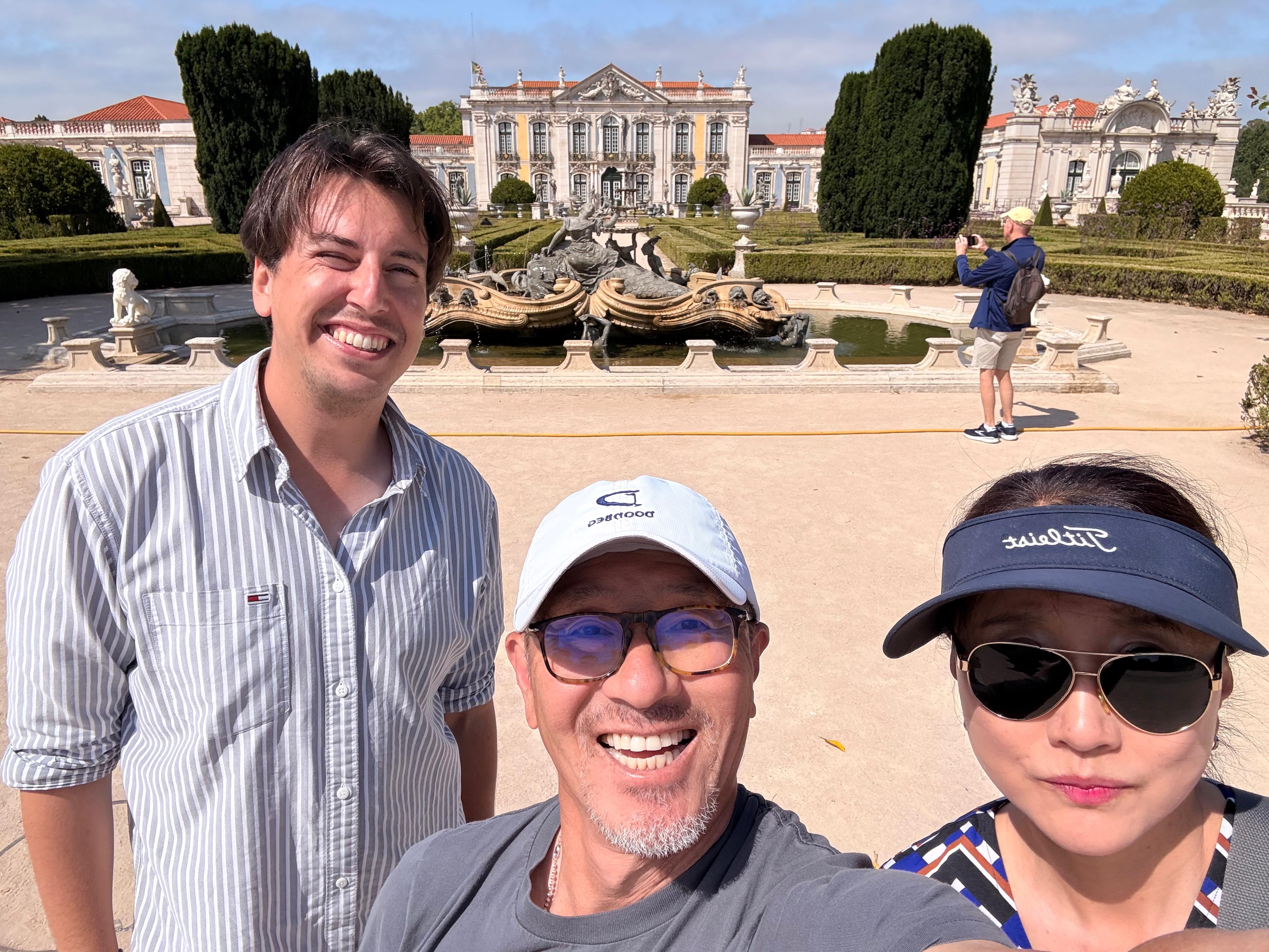 Travel-Luck travelers smiling at a city viewpoint in Portugal