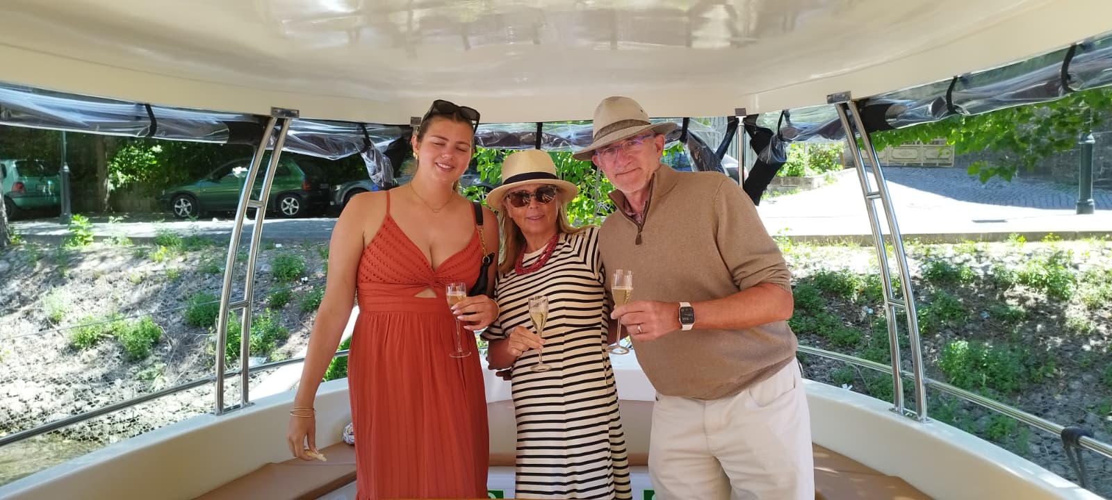 Travel-Luck clients relaxing on a boat experience in Portugal