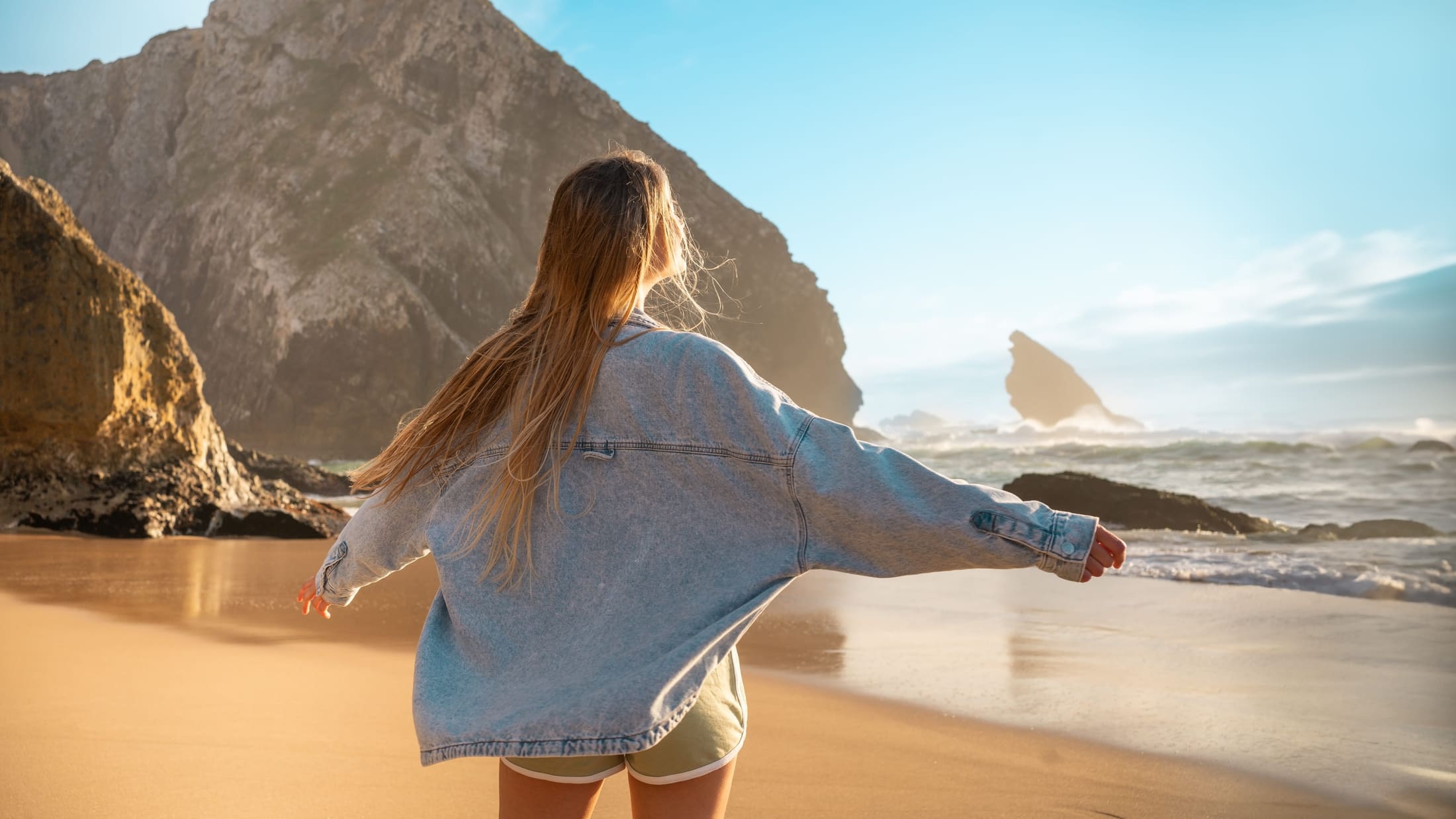 Light beach cover-up on an Algarve beach