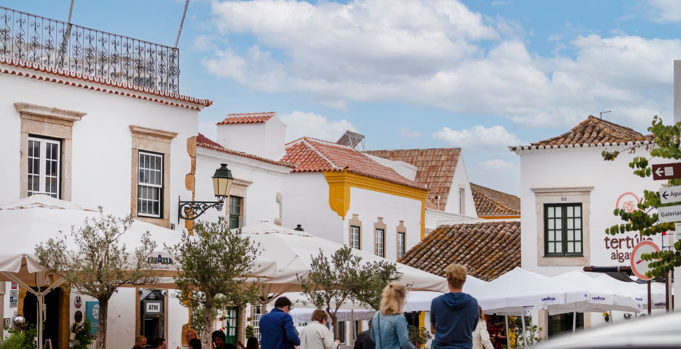 Whitewashed village square in inland Portugal