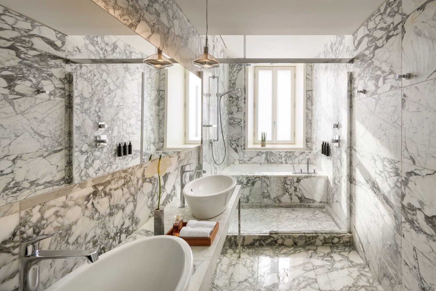 Marble bathroom at Mandarin Oriental, Milan